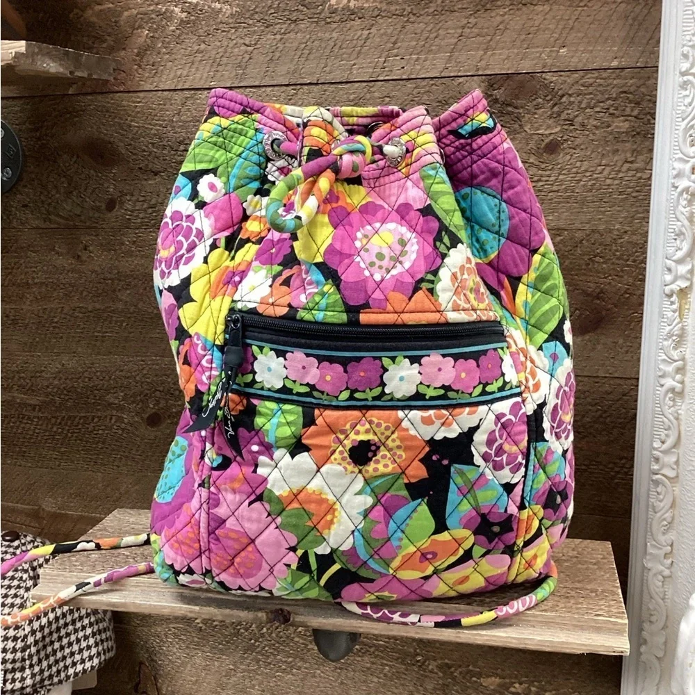 Vera Bradley Quilted Drawstring Backpack – Multicolor Floral